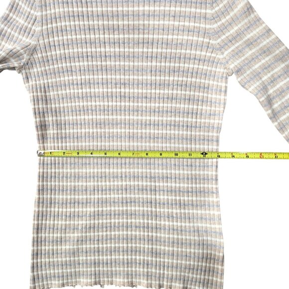 J.McLaughlin Women Striped Arlette Turtleneck M Oatmeal Cotton Modal Stretch NWT - Picture 6 of 8